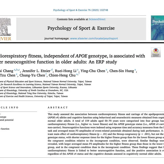 Cardiorespiratory fitness, independent of APOE genotype, is associated with better neurocognitive function in older adults:An ERP study
