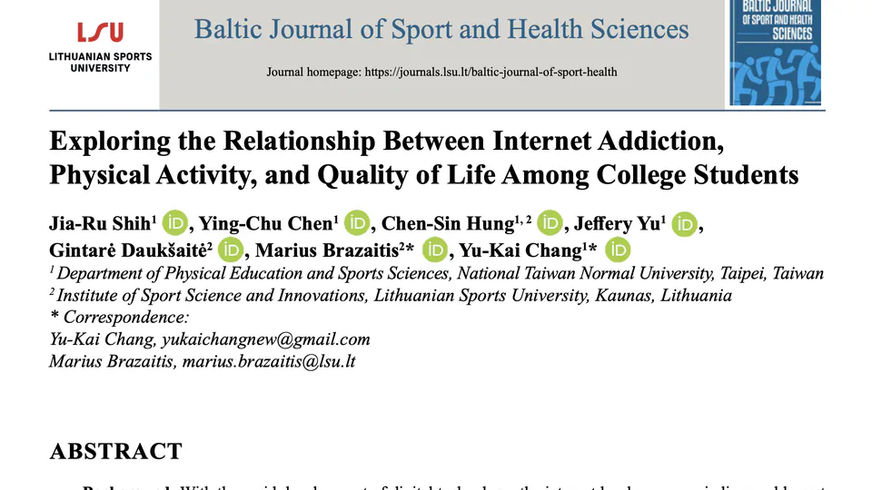Exploring the Relationship Between Internet Addiction, Physical Activity, and Quality of Life Among College Students