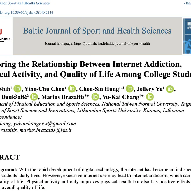 Exploring the Relationship Between Internet Addiction, Physical Activity, and Quality of Life Among College Students